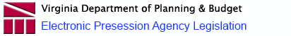Virginia Department of Planning & Budget - Electronic Fiscal Impact Statement System