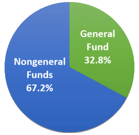 General fund verses nongeneral fund pie chart